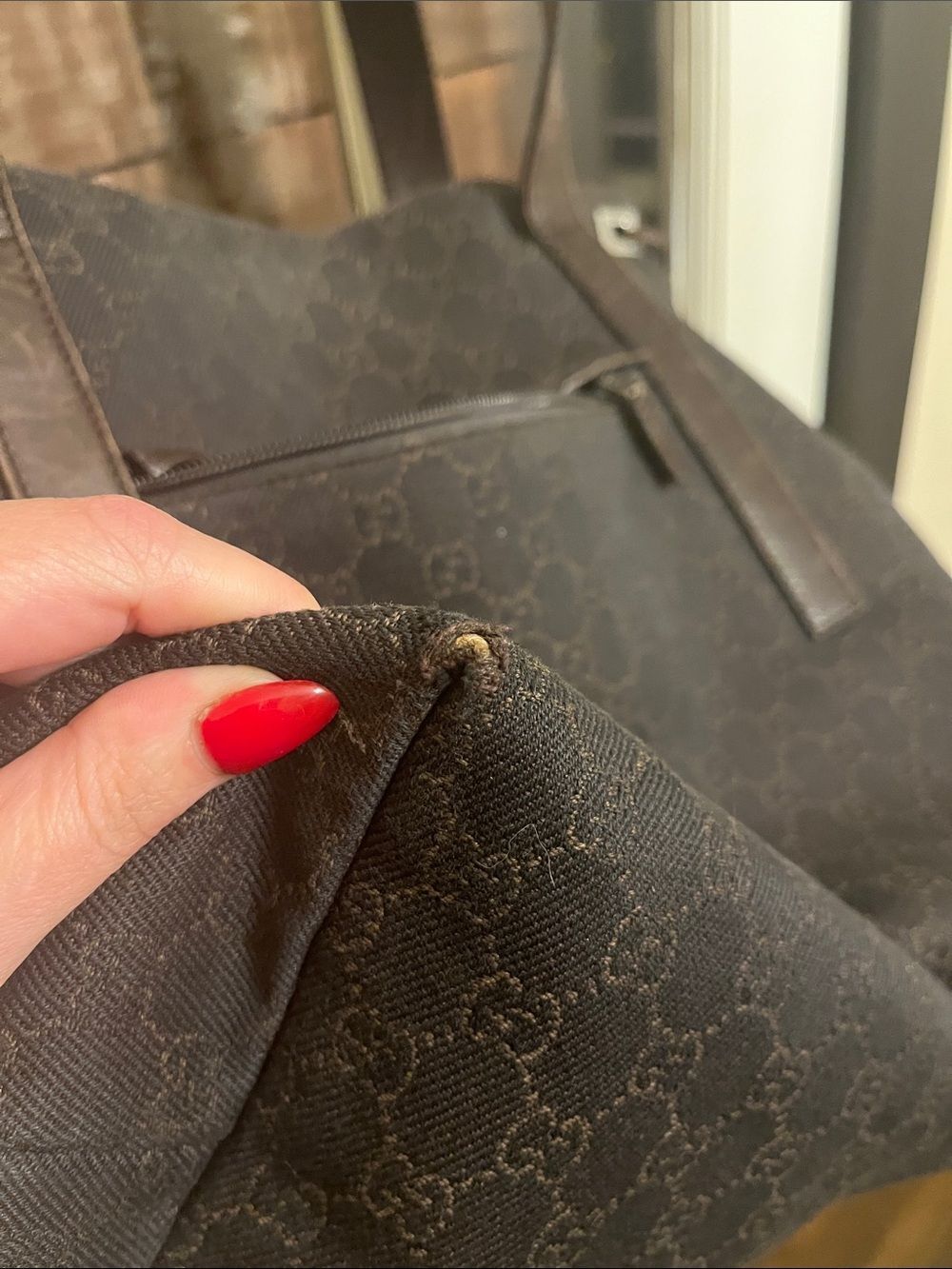 Gucci Brown Monogram Tote with Leather Straps - Picture 12 of 16